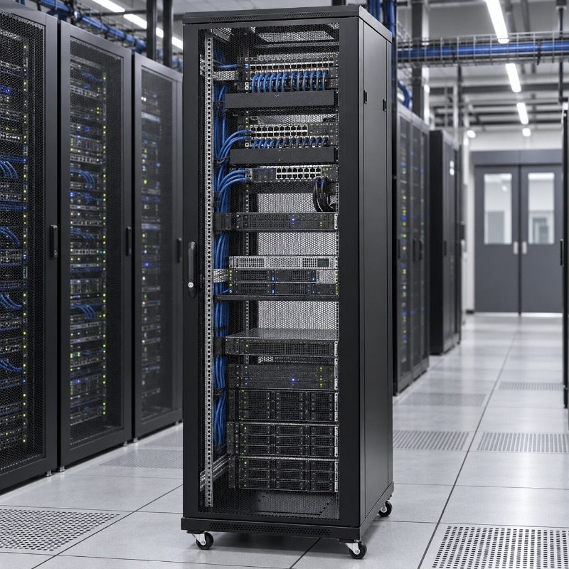 Loaded Network Server Rack Cabinet
