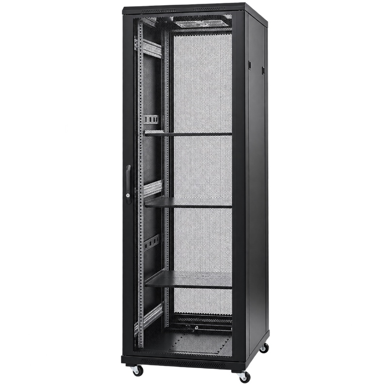 Black mesh door network server rack cabinet