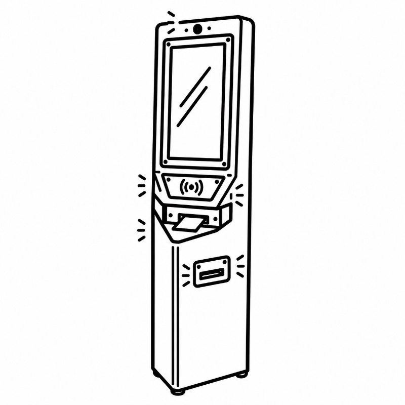 Metal Self Service Kiosk Enclosure Peripheral & Cable Layout