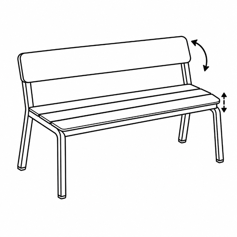 Steel Garden Bench Seat & Backrest Configuration
