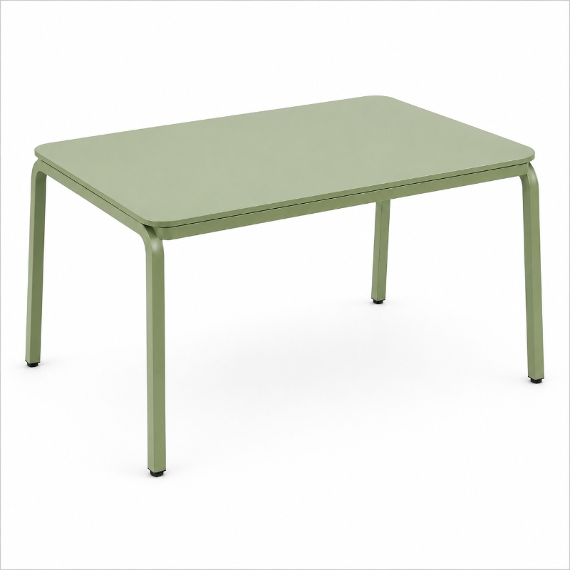 modern sage green metal outdoor table