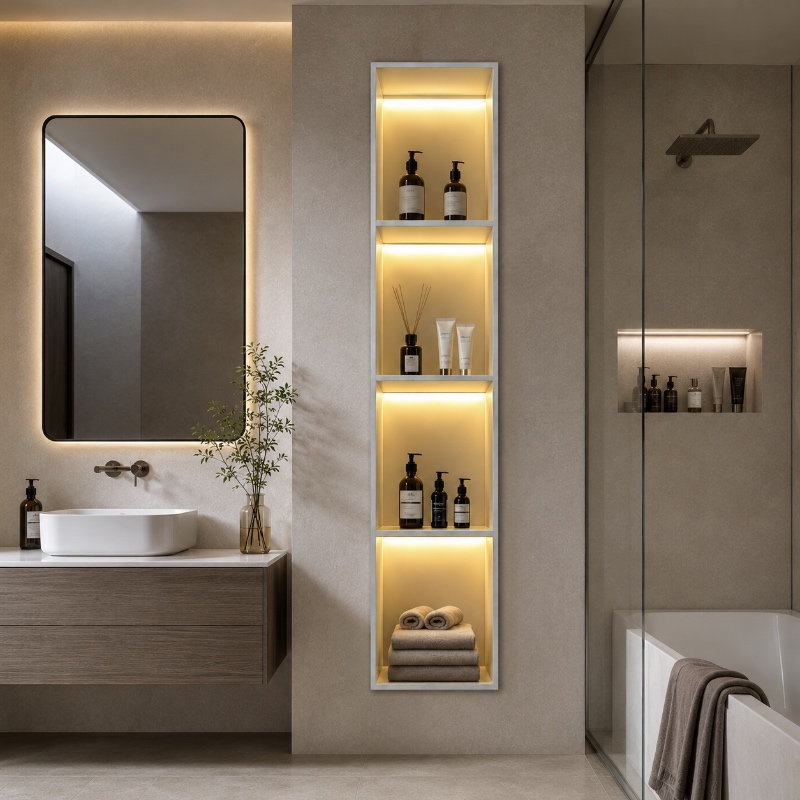 LED stainless steel bathroom wall niche